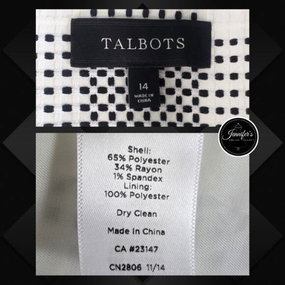 Talbots Black and White Checked Zip Front Lined Jacket Size 14 - Picture 9 of 11